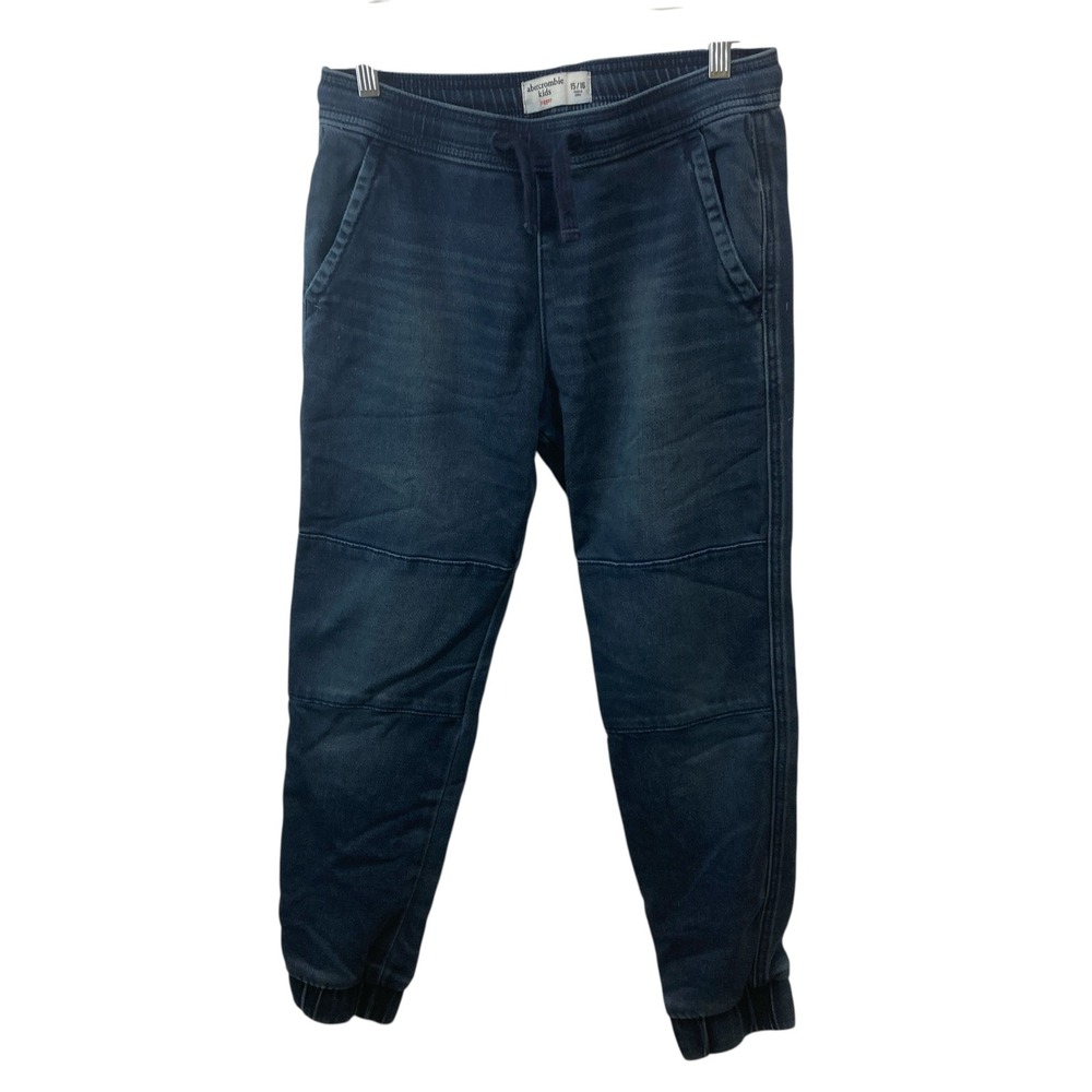 Abercrombie Teen Jogger Jeans Denim Pants Size 15/16 Blue Drawstring
